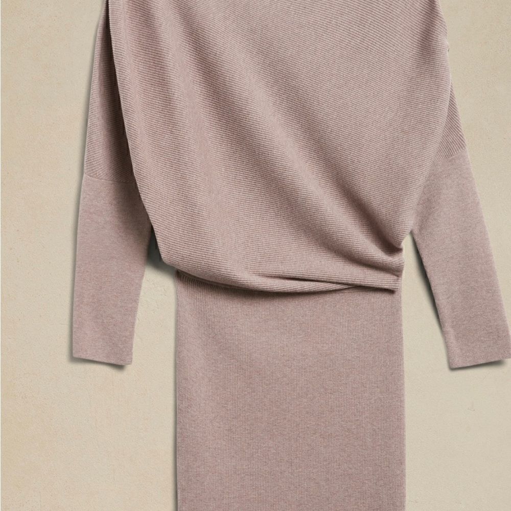 BLACK BANANA REPUBLIC COLLETTA OFF-SHOULDER SWEATER DRESS SZ L - Picture 4 of 5